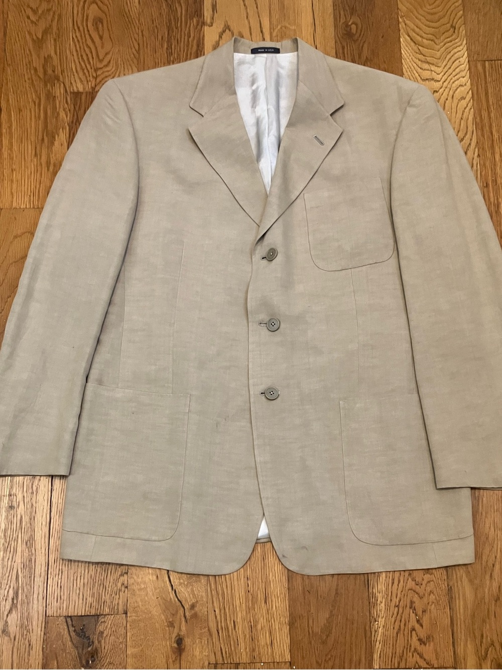Vintage Hart Schaffner Marx Sport Coat Tan Beige 40R Union Made Blazer Jacket